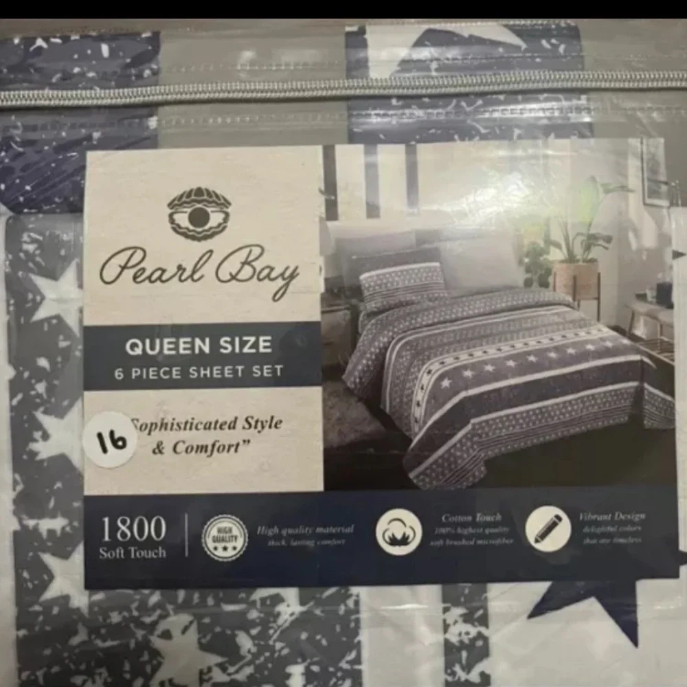 Pearl Bay 1800 Luxury Microfiber 6 Piece Bed Sheet Set Queen Sz 1 Fitted Flat